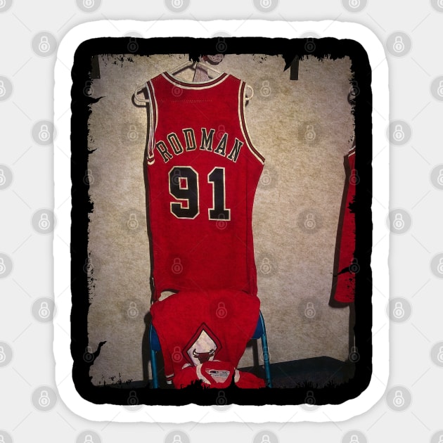 RODMAN #91 Jersey in Locker Room Sticker by Wendyshopart